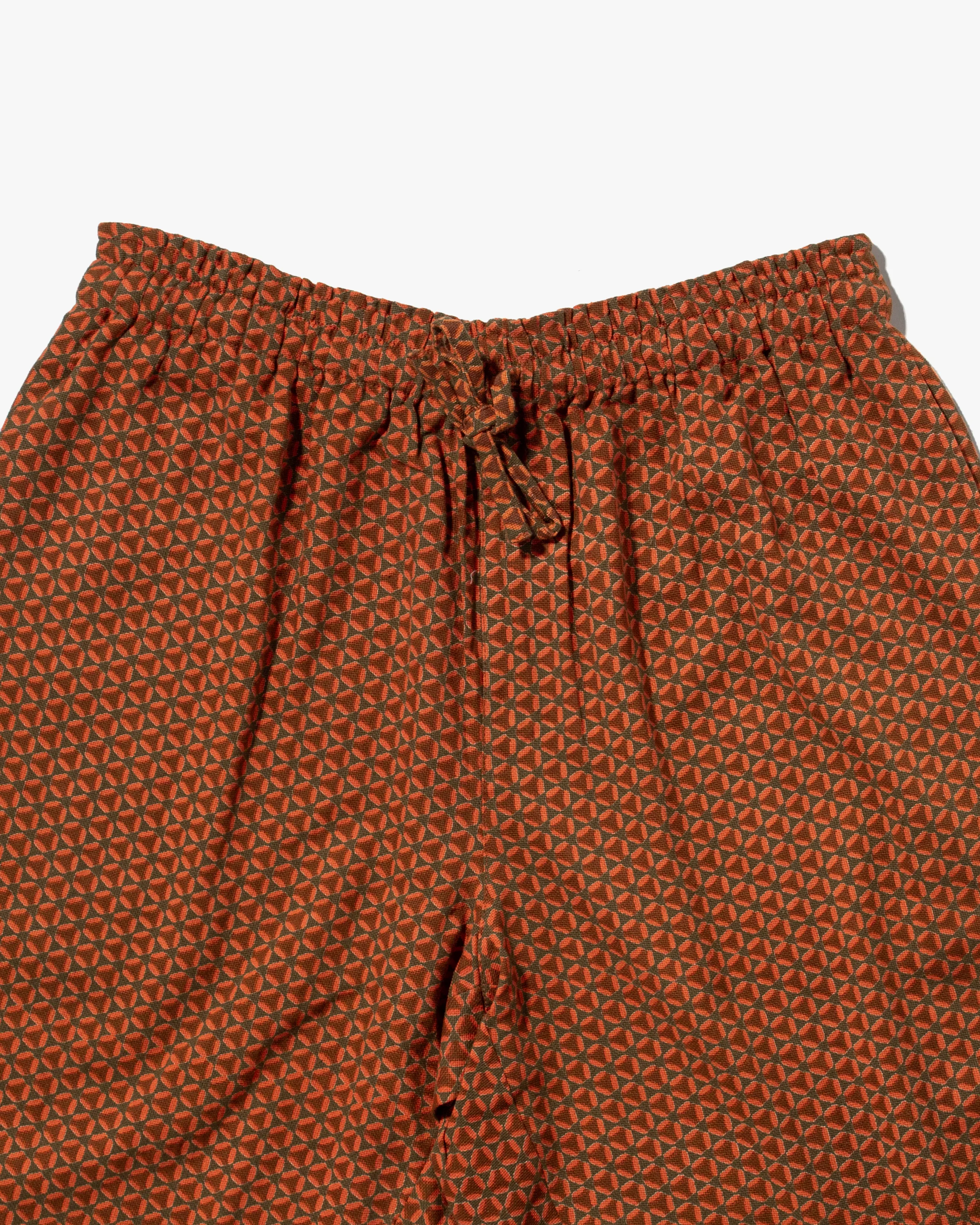 Wa-Modern Drawstring Pants, Orange Circle Pattern