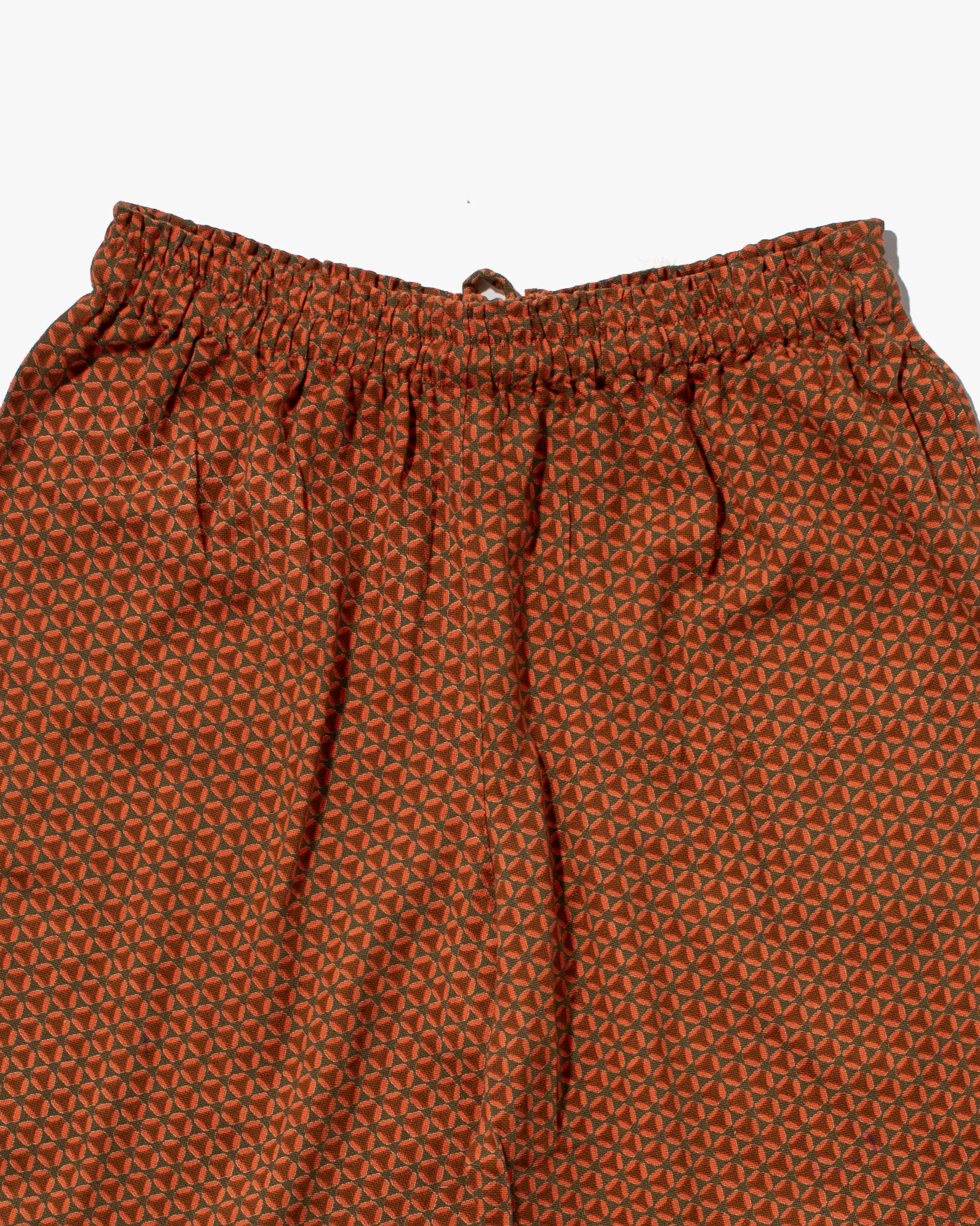 Wa-Modern Drawstring Pants, Orange Circle Pattern