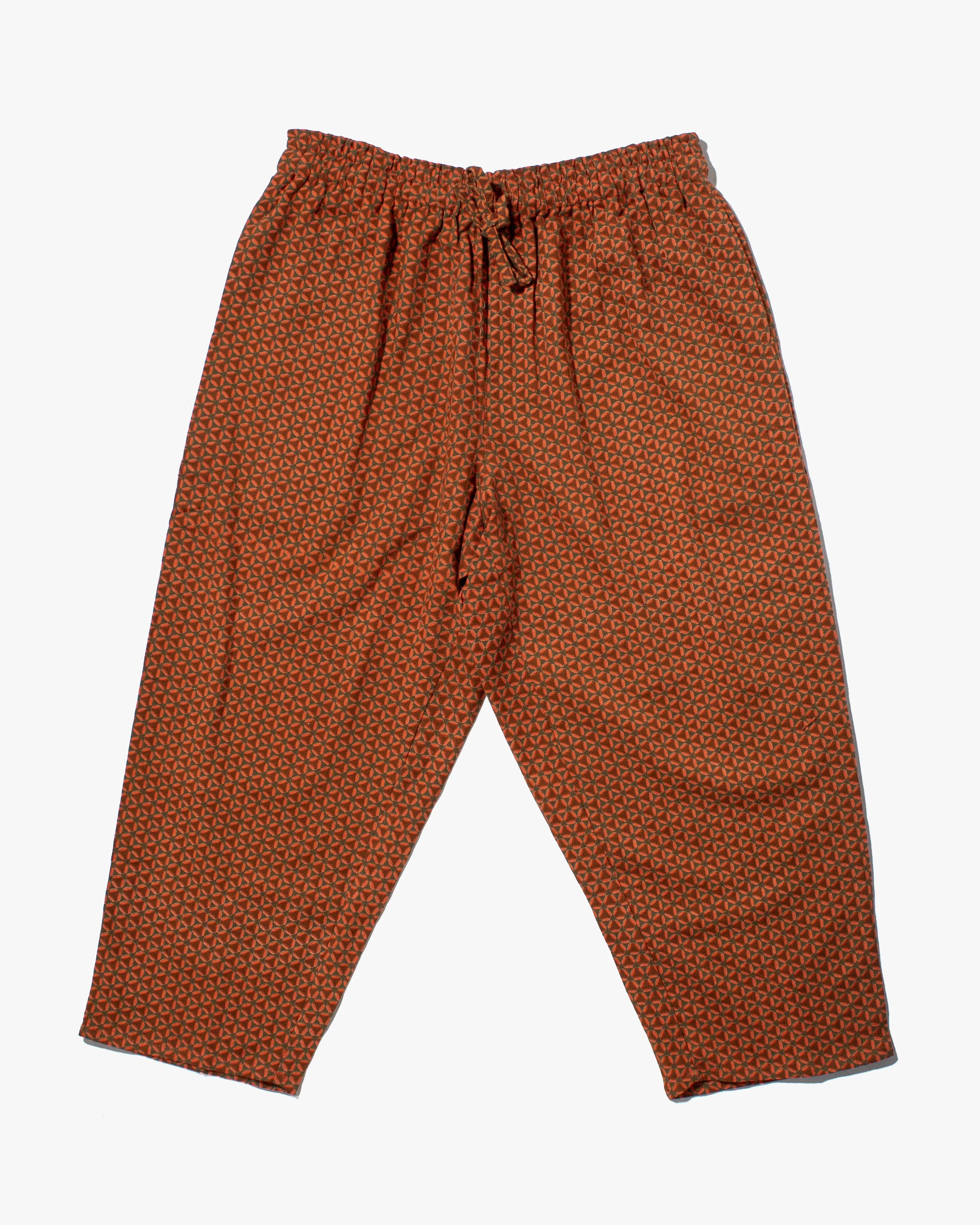 Wa-Modern Drawstring Pants, Orange Circle Pattern