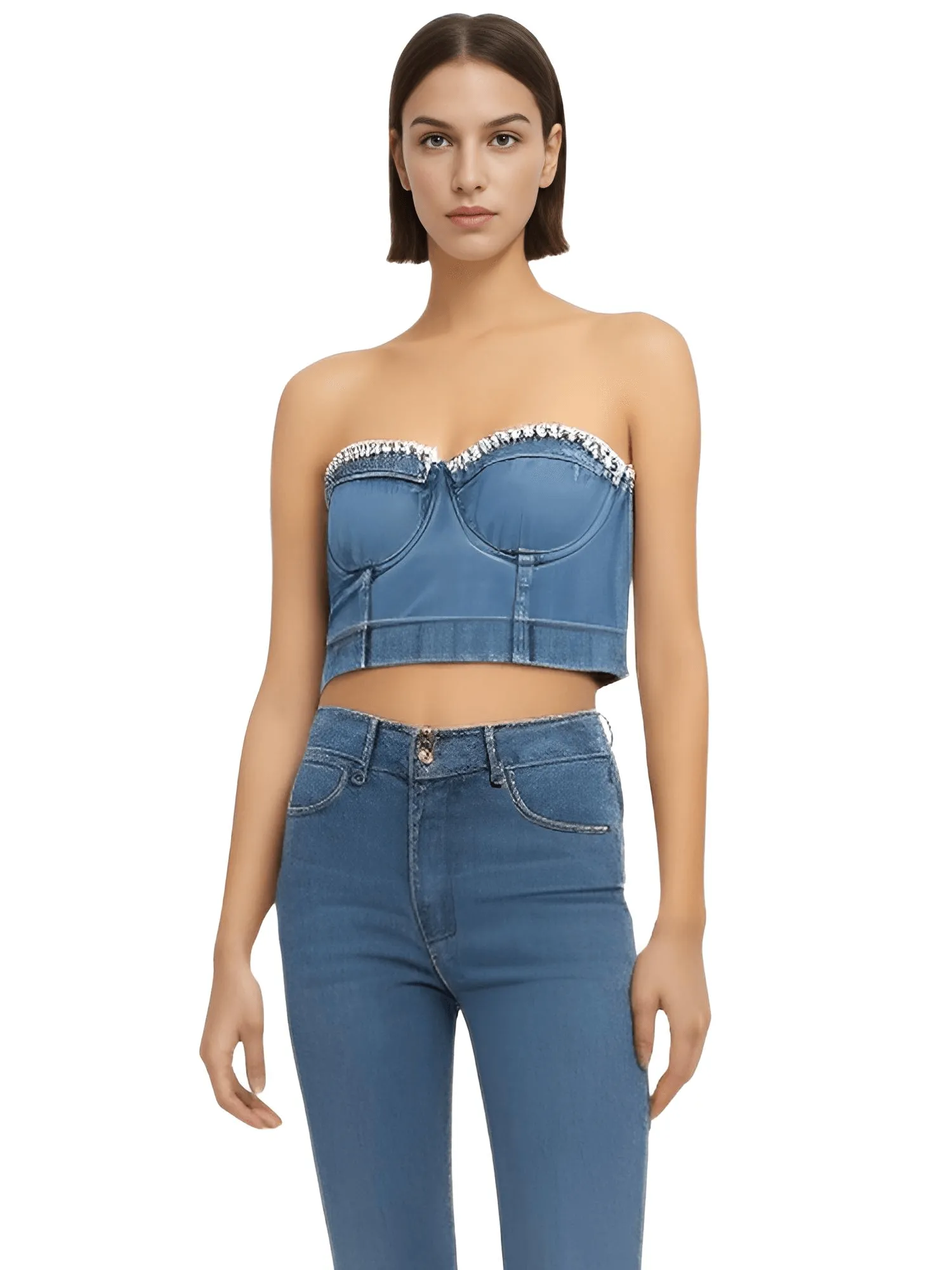 Women's Denim Bustier Crop Tops - 13 Styles!