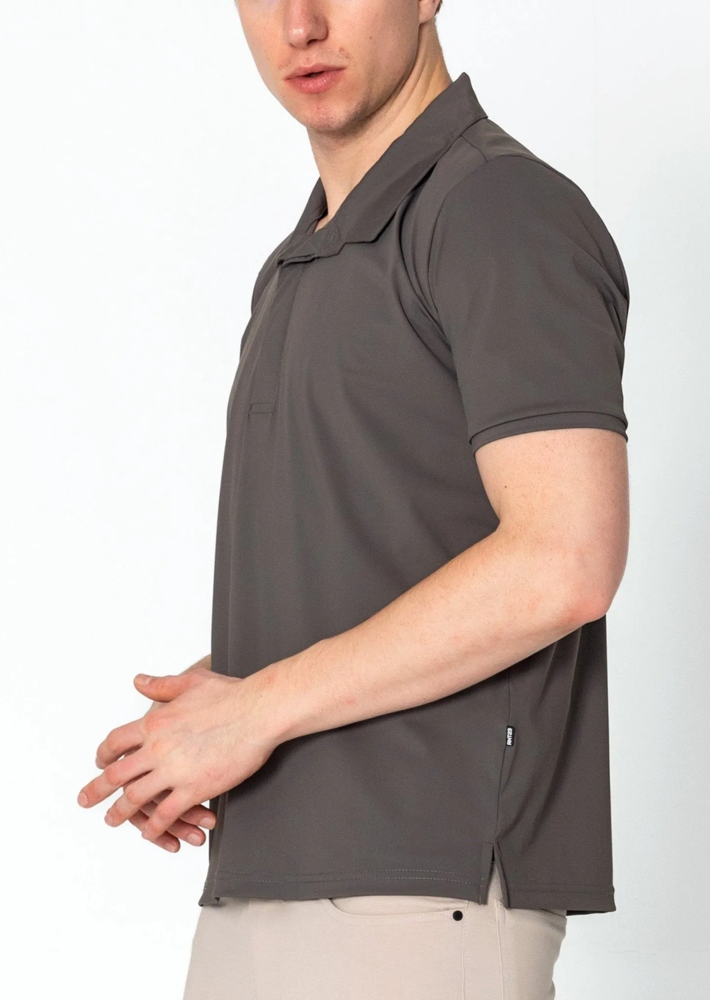 Wrinkle Free Tapered Travel Polo Shirts-  Anthracite